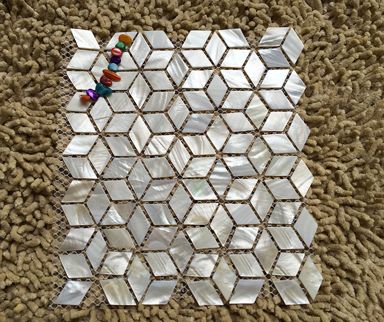 Home Improvement Background - Rhombus white shell mosaic tile mother