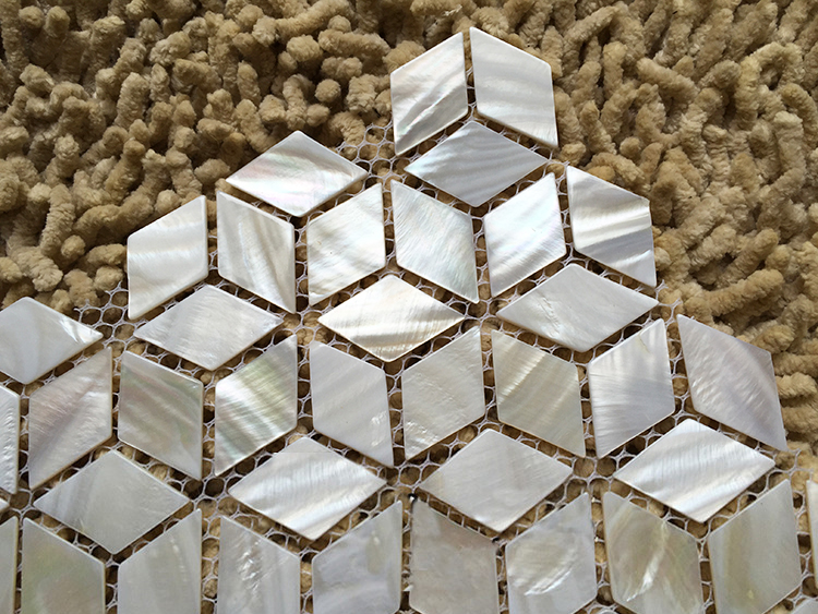 Rhombus white shell mosaic til - огляд і ціна Home Improvement Background