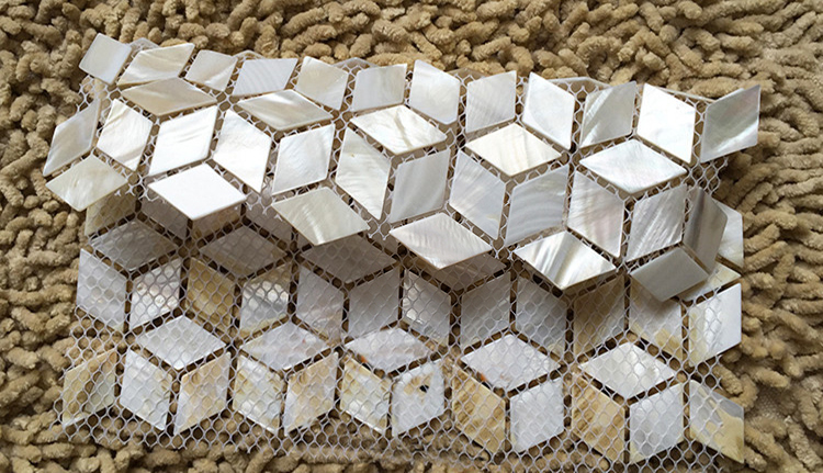 Rhombus white shell mosaic til - огляд і ціна Home Improvement Background